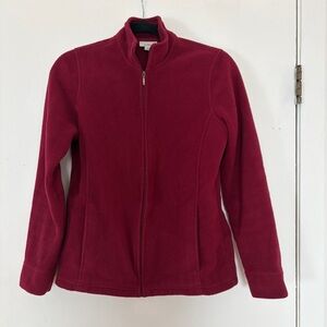 LL Bean Red Fleece Zip Up Jacket Size X Small